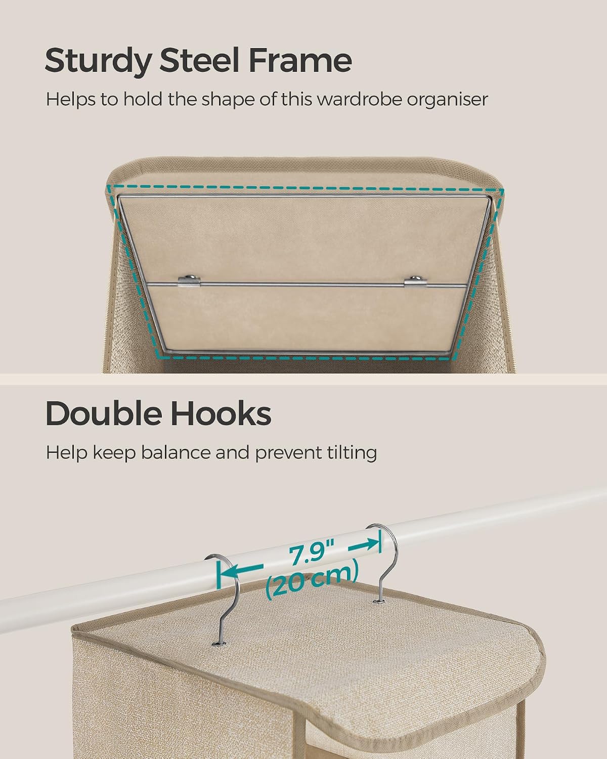 Thumbnail 5 de SONGMICS Hanging Wardrobe Storage Organisers 5‑tier
