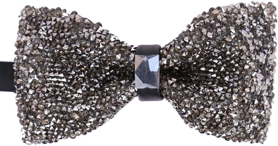 Detalle de Elfeves Men's Rhinestone Bow Tie, Red and Silver