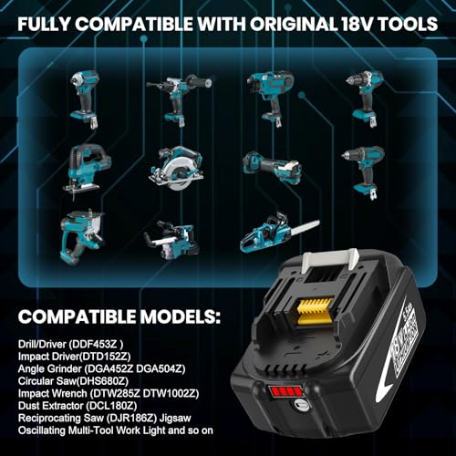 Detalle de Amoresbat, 2 baterías de 18 V y 5,5 Ah con cargador compatible con DC18RF