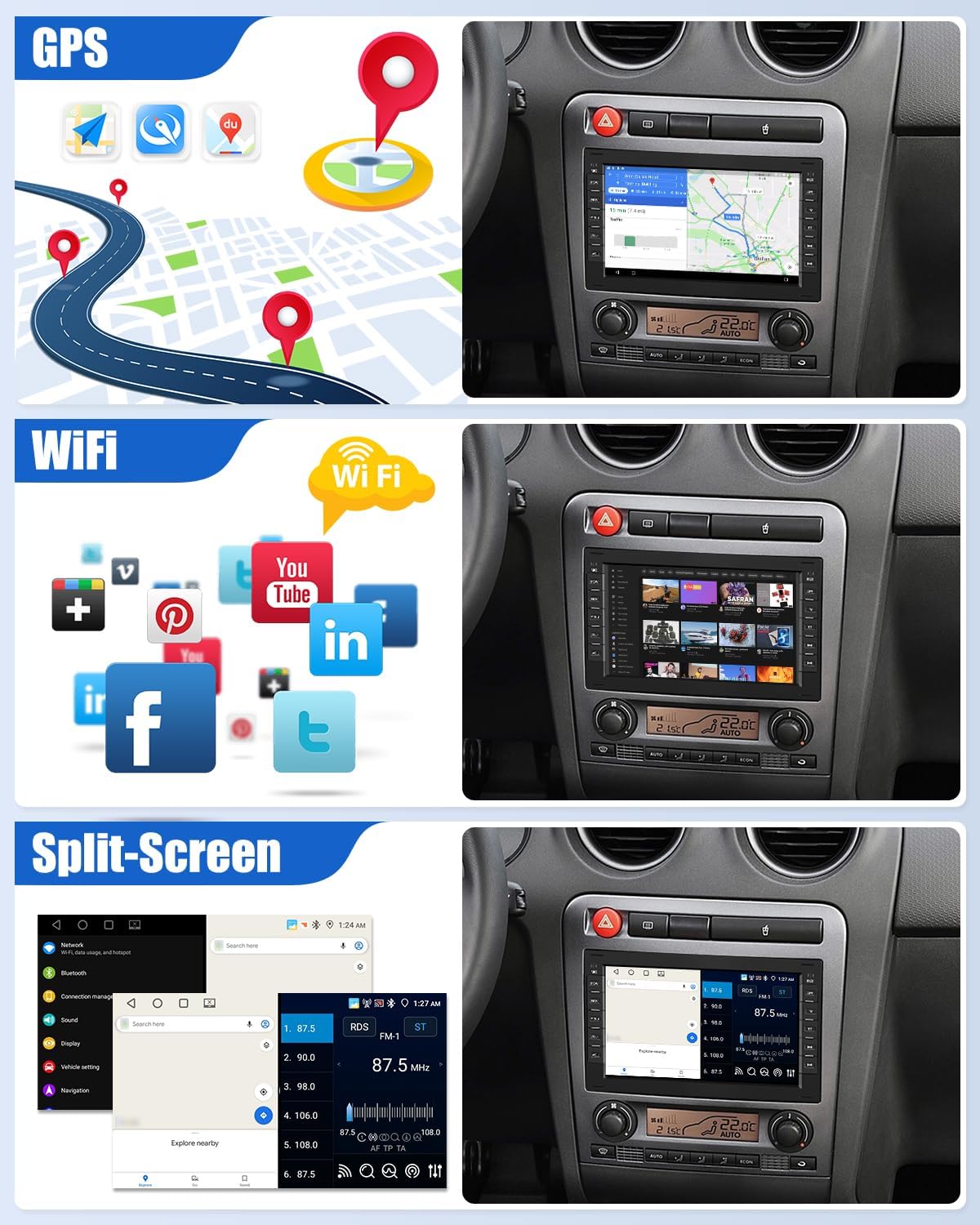 Thumbnail 3 de CAMECHO 4G+64G Android 15 autorradio para VW