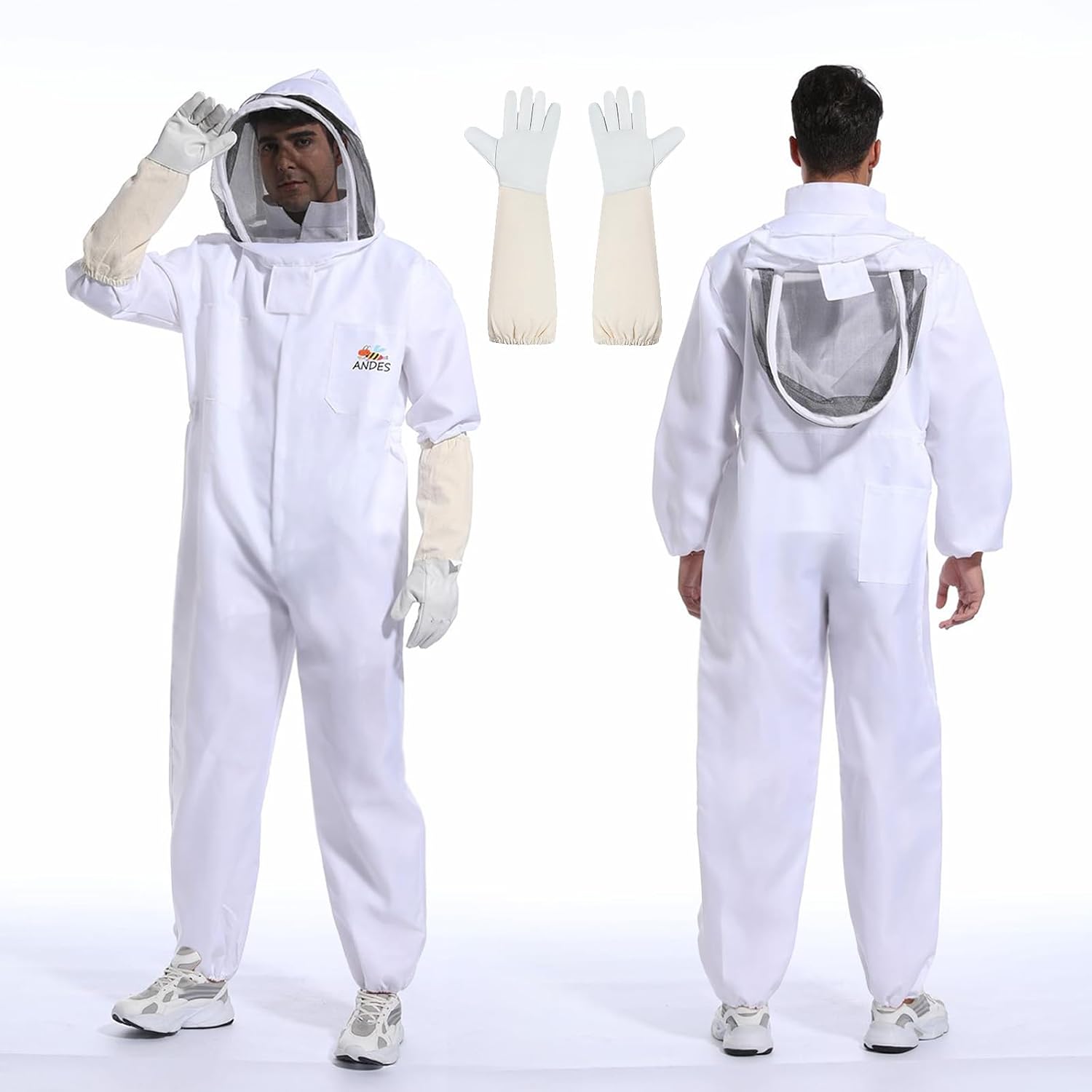 Detalle de ANDES Beekeeping Suit, XX-Large for 6'3"–6'5", Gloves and Fencing Veil