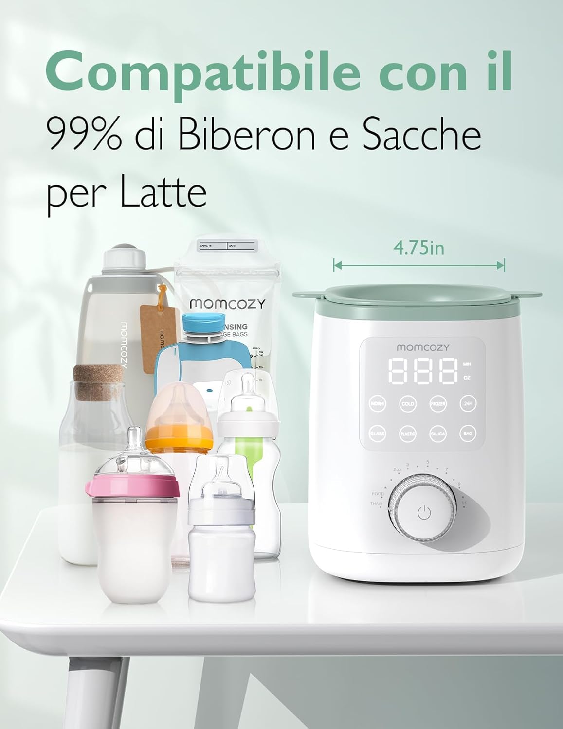 Thumbnail 4 de Momcozy MW02 Nutri ScaldaBiberon Baby: controllo temperatura, luce notturna e 9 funzioni integrate