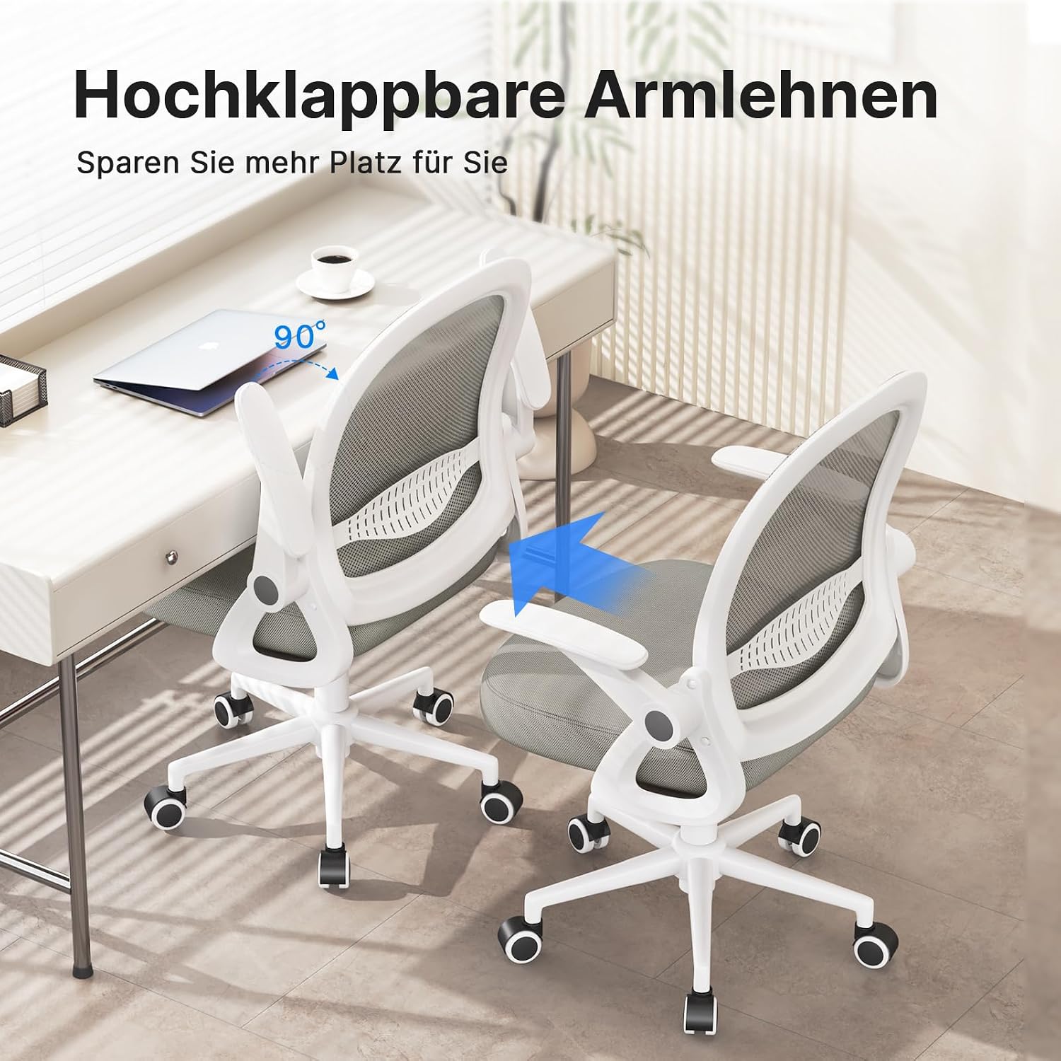 Thumbnail 6 de rattantree Ergonomischer Bürostuhl mit atmungsaktiver Netzrückenlehne, höhenverstellbar und 360° Drehung