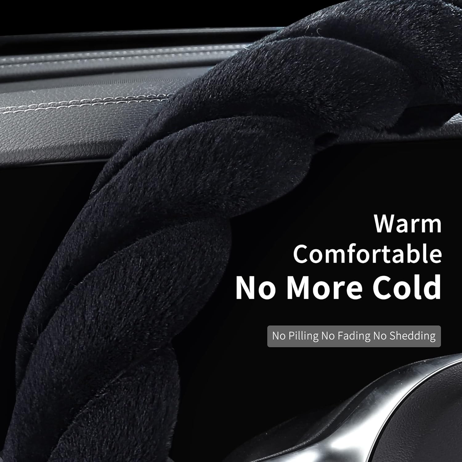 Detalle 2 de HighnessHwoo Luxuriöse Flauschige Winter Auto Lenkradbezüge für Damen, Weich, Warm, Plüsch, Niedlich, Auto Innenzubehör für Fahrzeug Limousine, rutschfest, Schwarz, Flauschig, Standardgröße(37–38cm)
HighnessHwoo Luxuriöse Flauschige Winter Auto Le…