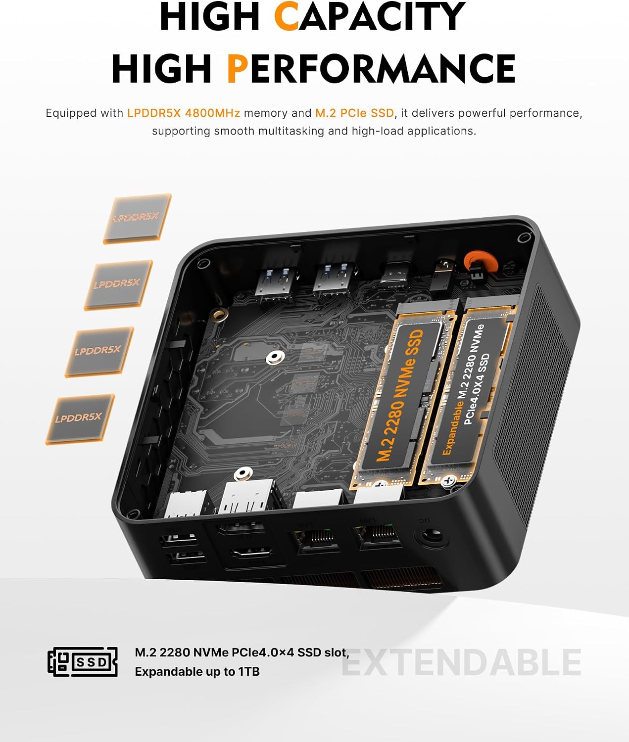 Detalle 2 de Bosgame E2 Mini PC with Ryzen 5 3550H: 16GB RAM, 512GB SSD, Triple 4K Display