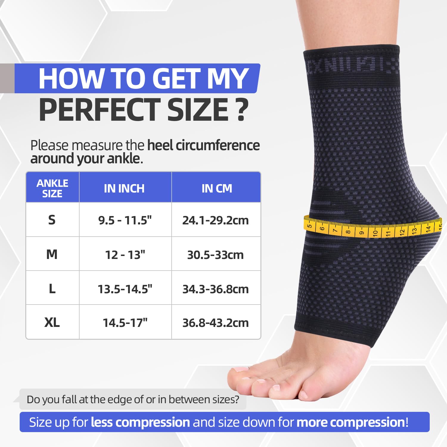 Detalle 2 de Lexniush Anklebrace04_black l enkelbrace, zwarte compressiesteun maat L