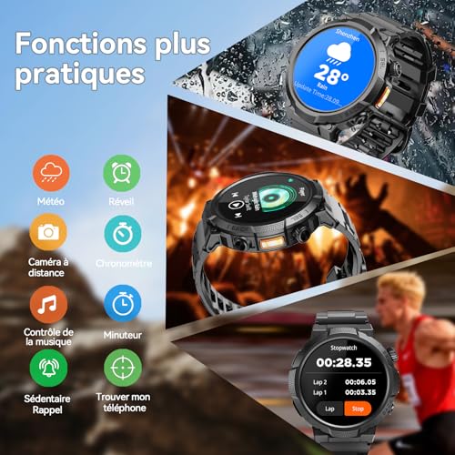 Thumbnail 7 de Soudorv : montre connectée noire 1000 mAh avec lampe LED