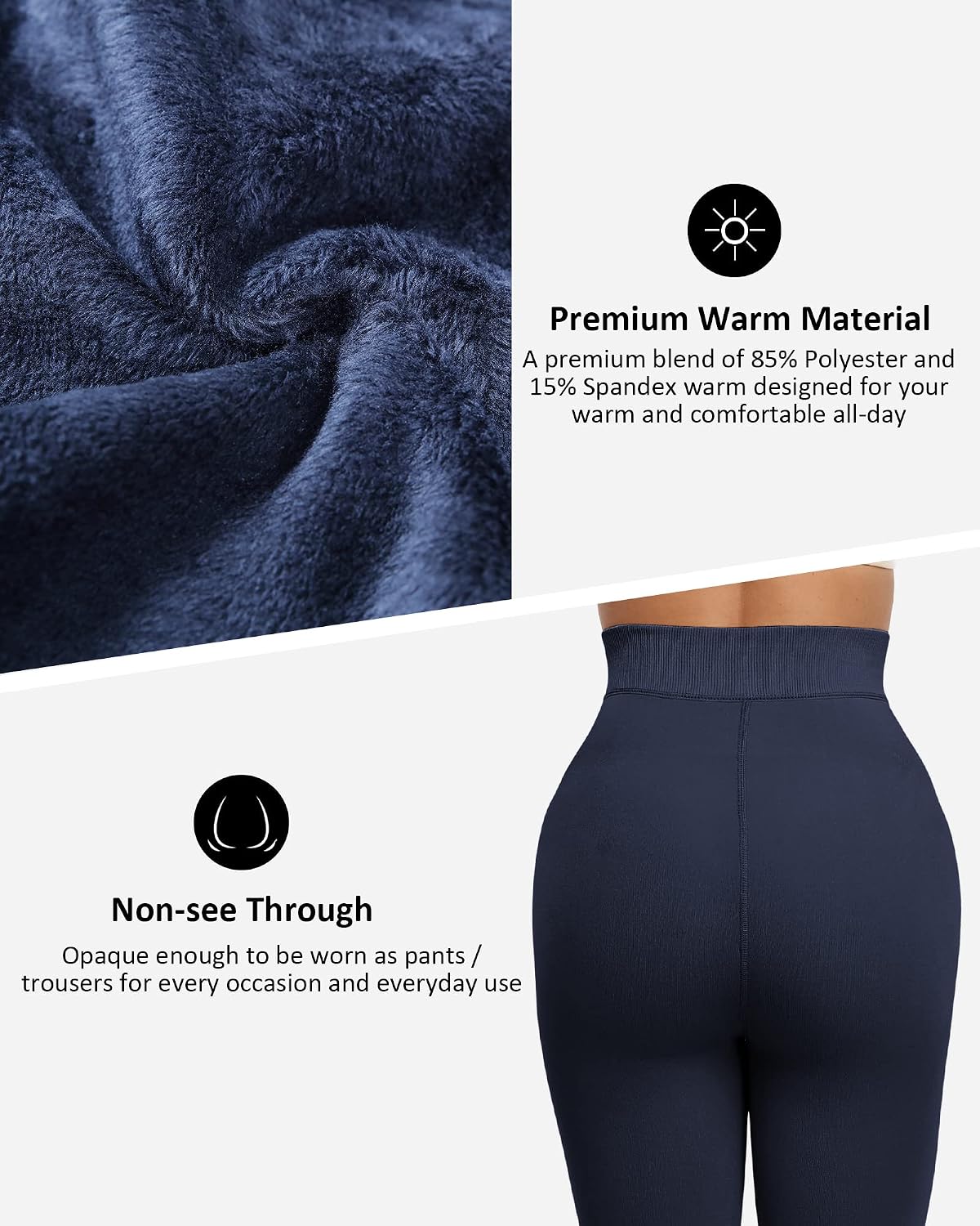 Thumbnail 3 de NORMOV Winter Warm Fleece-Lined Leggings for Women, High-Rise Thermal Tights