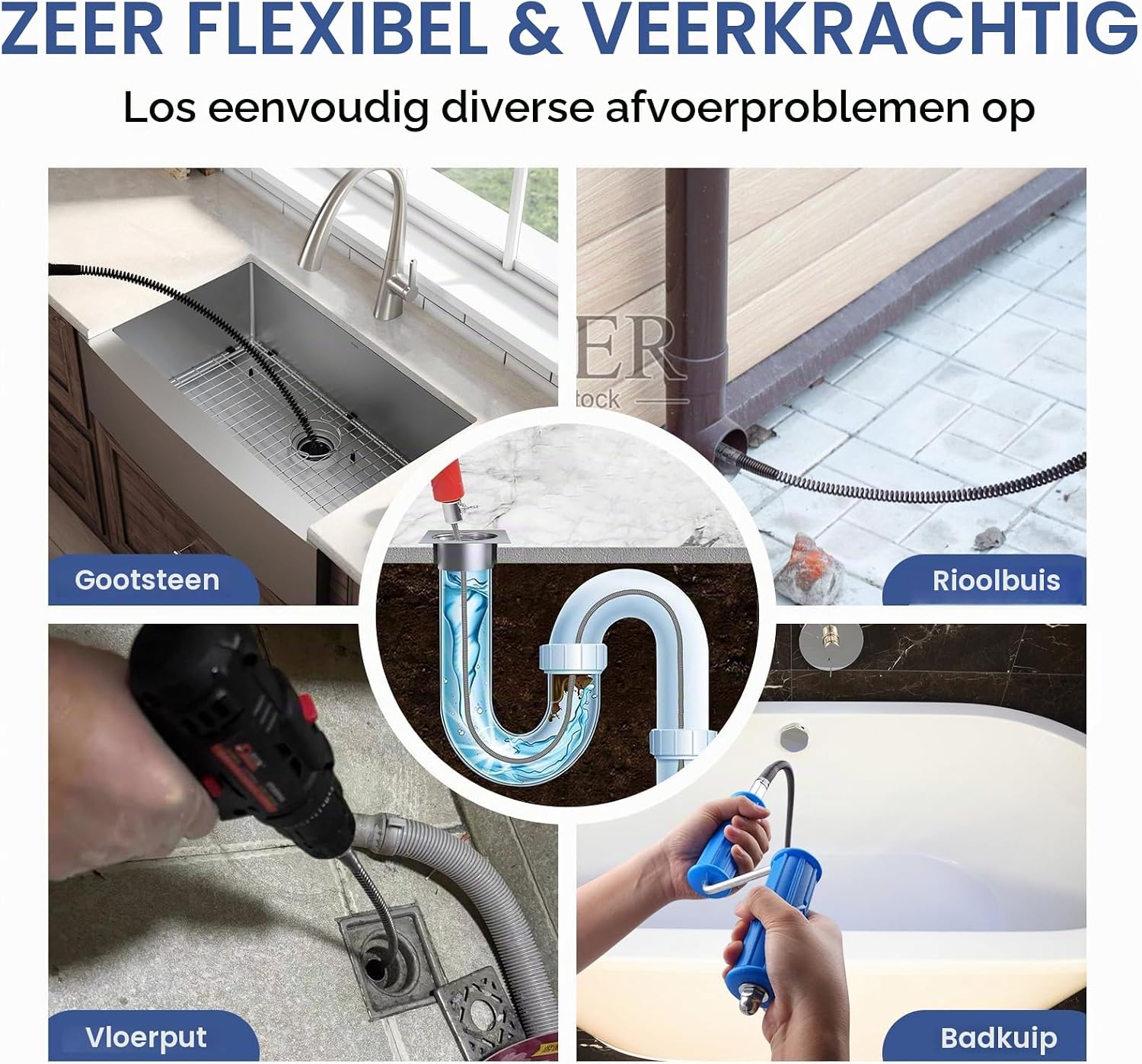 Detalle de GYHMTOO 12mm E buisreinigingsspiraal van staal, 5 m met snijkoppen