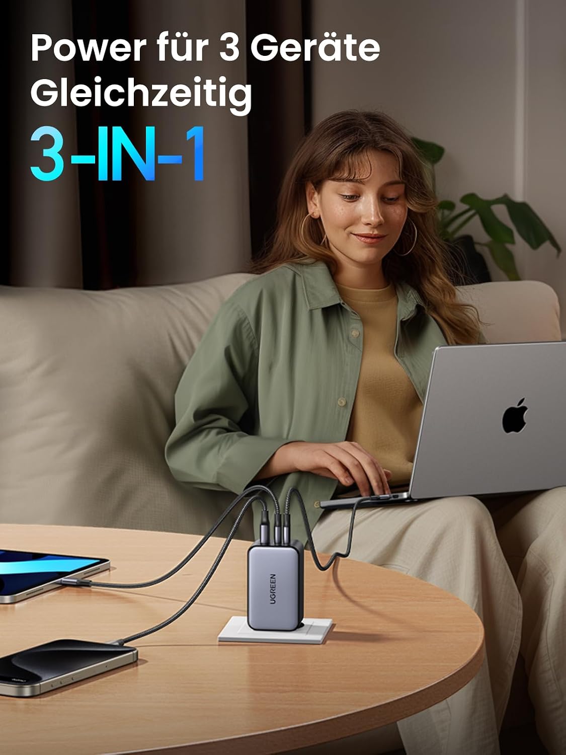 Detalle 2 de UGREEN Nexode X 100W Ladegerät 3-Port ⚡