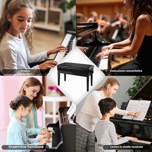 Thumbnail 8 de MAMIZO Sgabello Pianoforte Regolabile in Altezza 48-58 cm – Panca Pianoforte