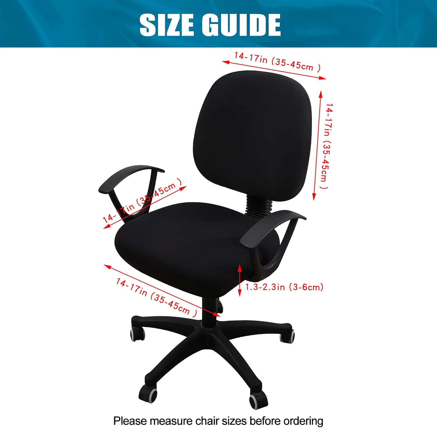 Thumbnail 3 de Smiry Printed Office Chair Cover for Seat and Backrest, Stretch Fabric