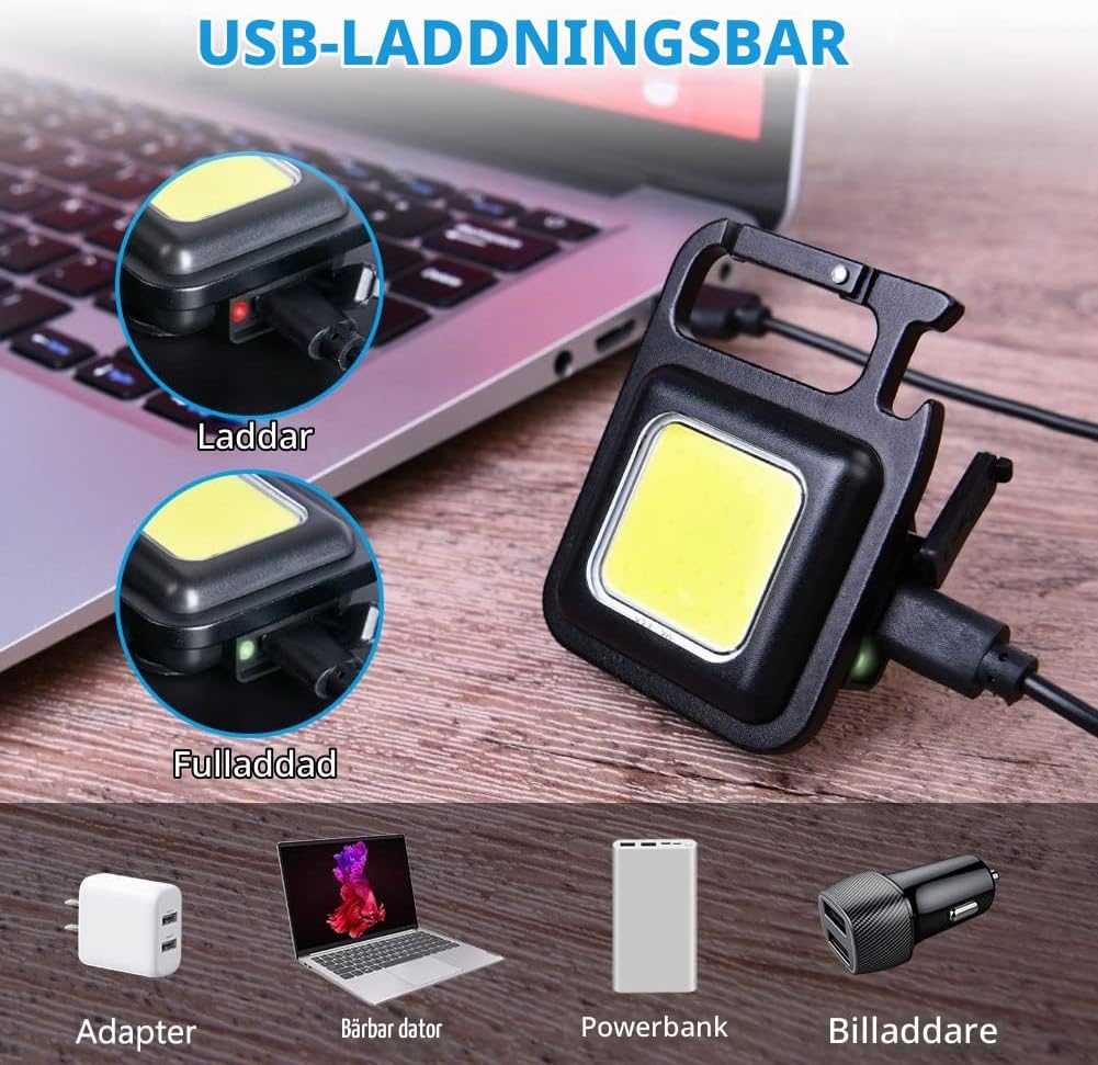 Detalle 1 de URAQT Mini LED-ficklampa med 7 lägen, magnetfot och USB-C-laddning
