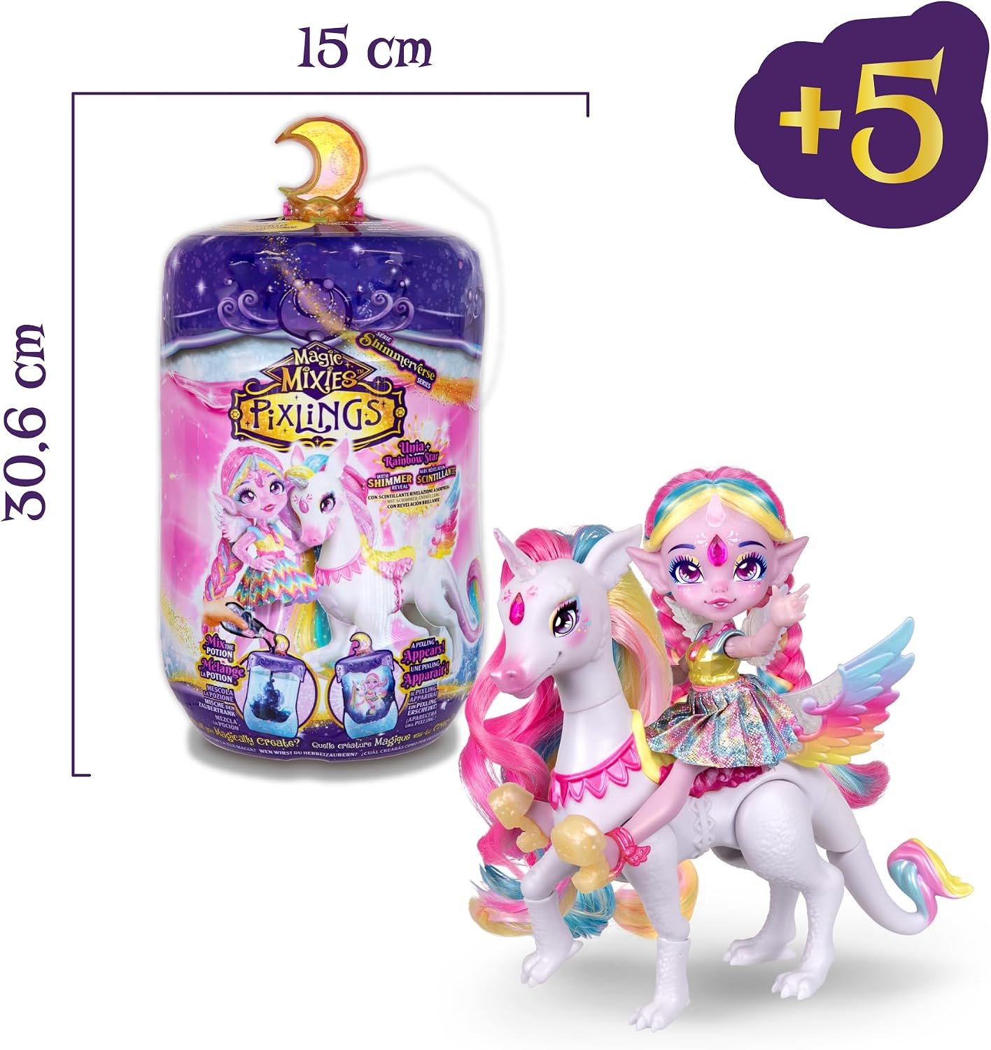 Detalle 2 de Magic Mixies Magic Pixlings MG104000 – lalka z kucykiem, tęczowy zestaw