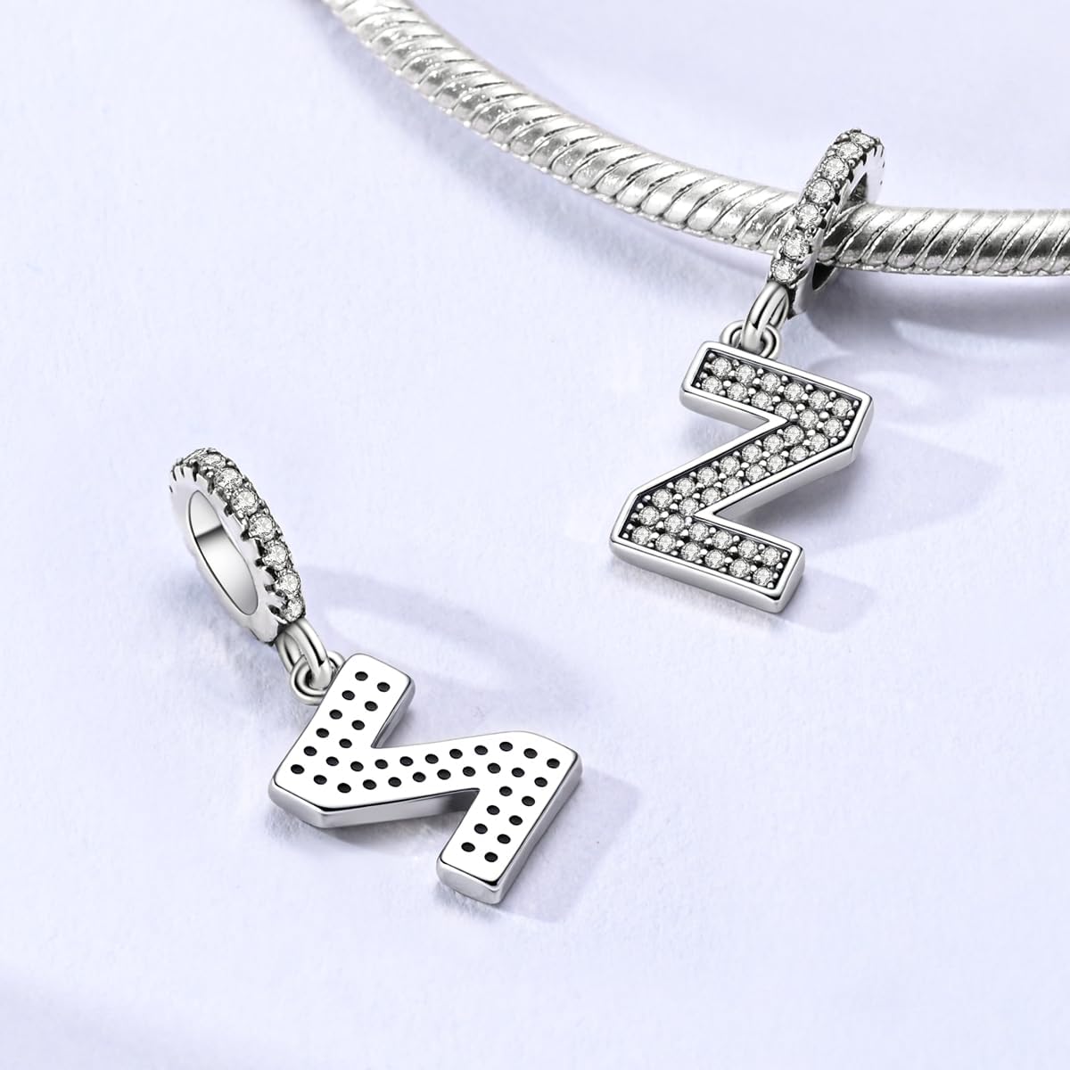 Thumbnail 2 de QIKAOLA S925 Sterling Silber A-Z Alphabet Charms – Buchstabenanhänger für Pandora- bzw. europäische Armbänder