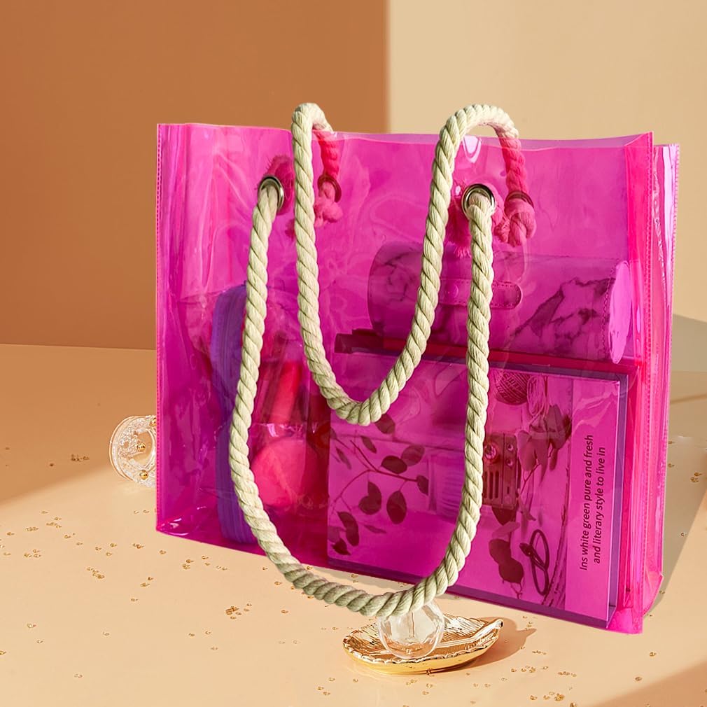 Thumbnail 4 de TotePrint transparente Strandtasche mit geflochtenen Griffen – wasserdichte Schulter-Tote Bag