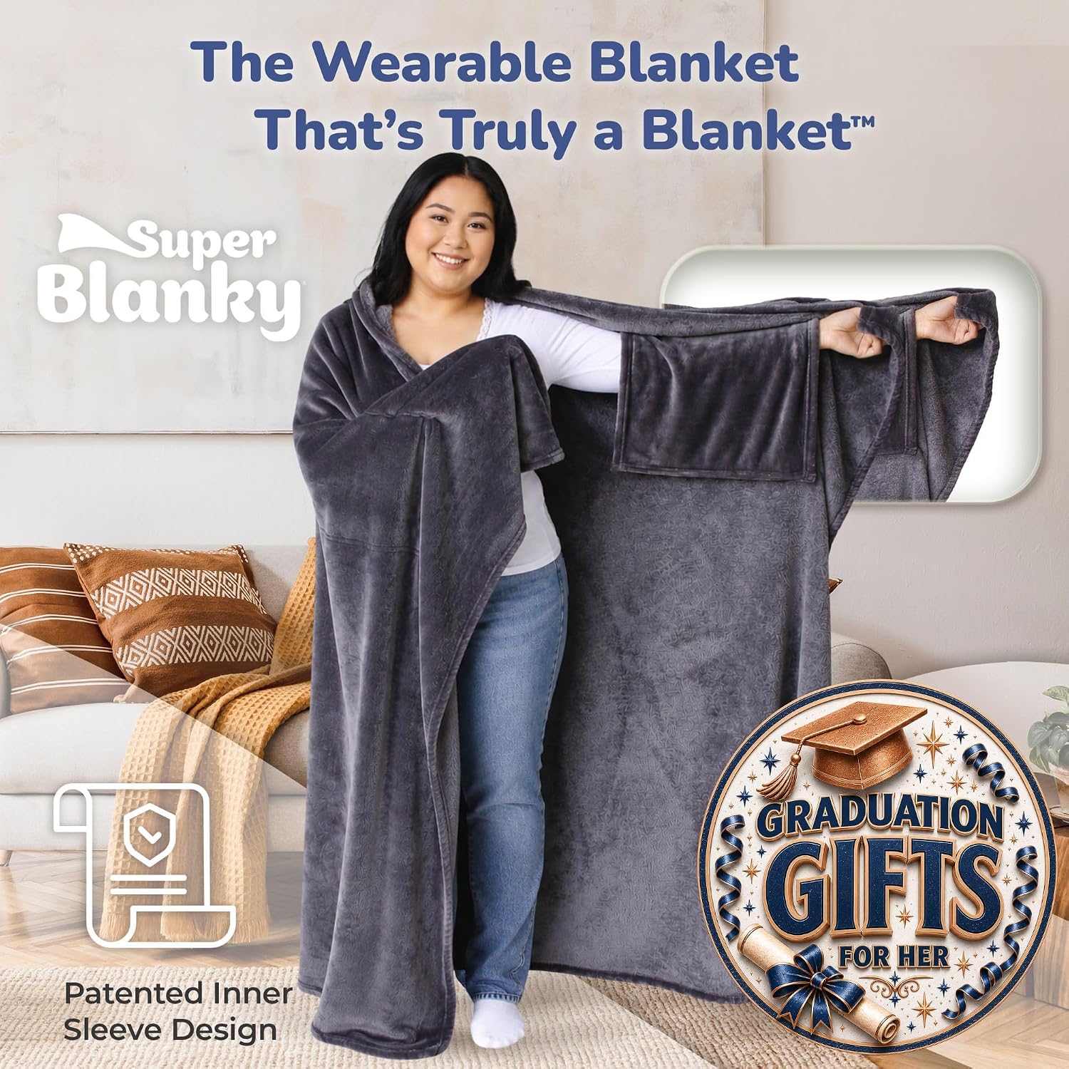 Detalle de Super Blanky Wearable Blanket 70" x 60" 🛋