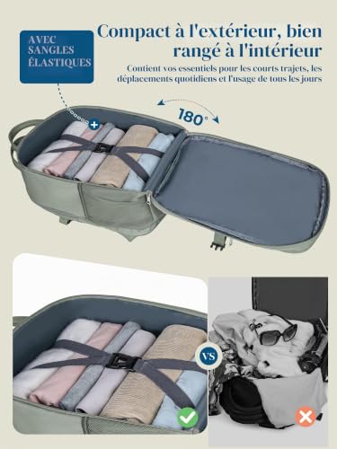 Detalle de Lossga Sac à dos cabine 40 x 30 x 15 cm avec compartiment ordinateur 14 pouces