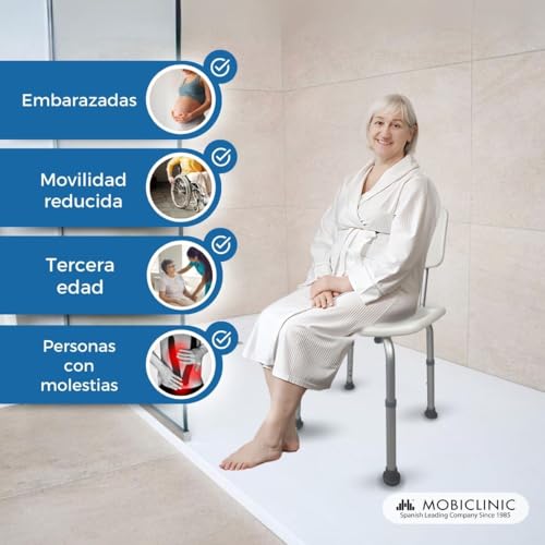 Detalle de Mobiclinic® Silla de Ducha Regulable con Antideslizantes