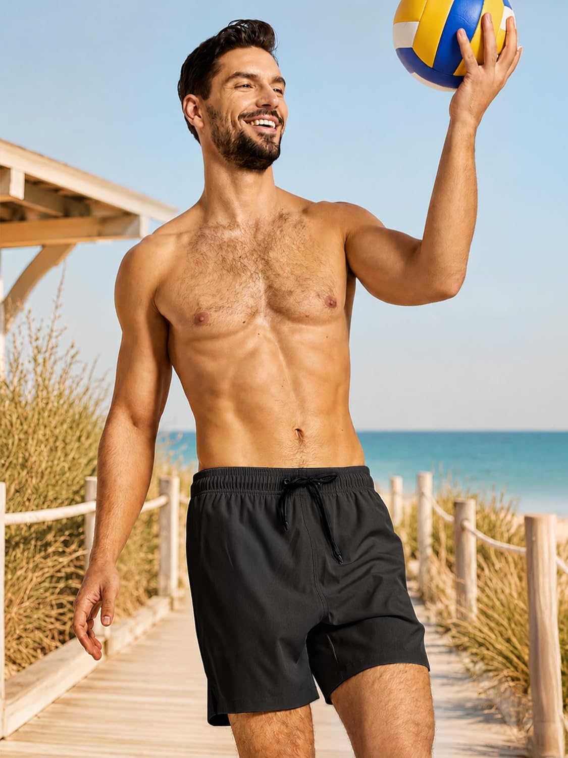 Detalle 2 de Arcweg Men's 2-in-1 Swim Trunks with Compression Liner and Quick-Dry 4-Way Stretch Fabric