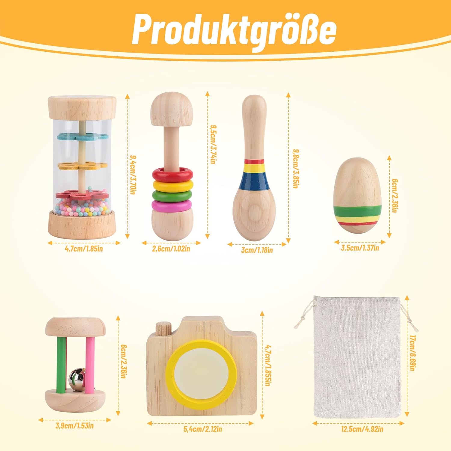 Thumbnail 1 de Lixstyea Montessori-Holz-Rasseln (6er-Set) – Musik-Sensorik-Spielzeug für Babys