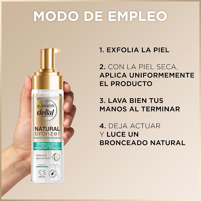 Thumbnail 5 de GARNIER DELIAL Mousse Autobronceadora Natural 🌴 Pieles Sensibles 200 ml