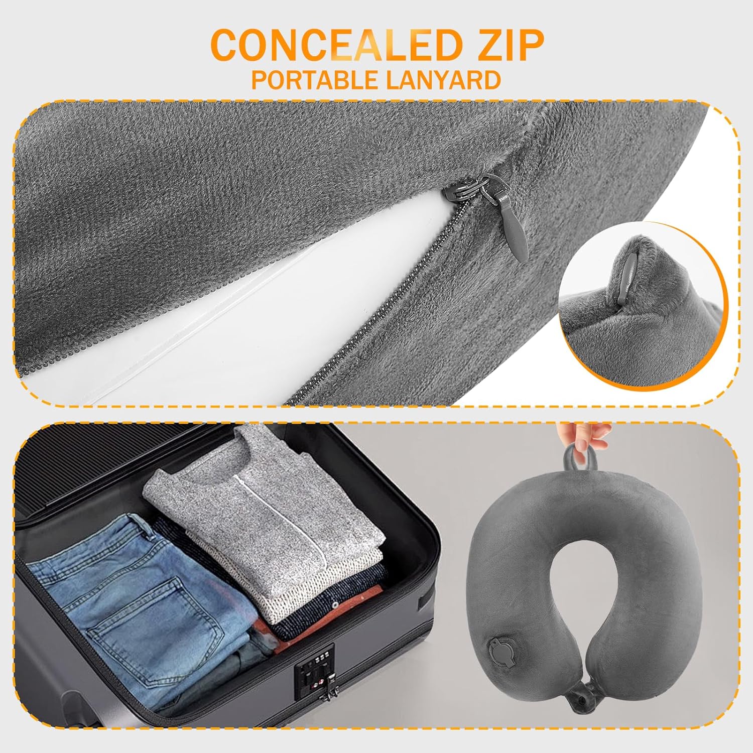 Detalle 2 de JetsCush Inflatable Neck Pillow for Travel: Compact, Lightweight Companion with Eye Mask & Earplugs