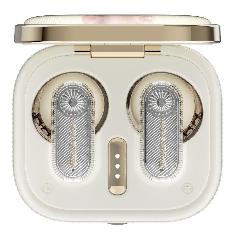 Detalle 2 de Blackview Airbuds K2: auriculares inalámbricos Bluetooth 6.0 para niños con diseño mascota blanco dorado