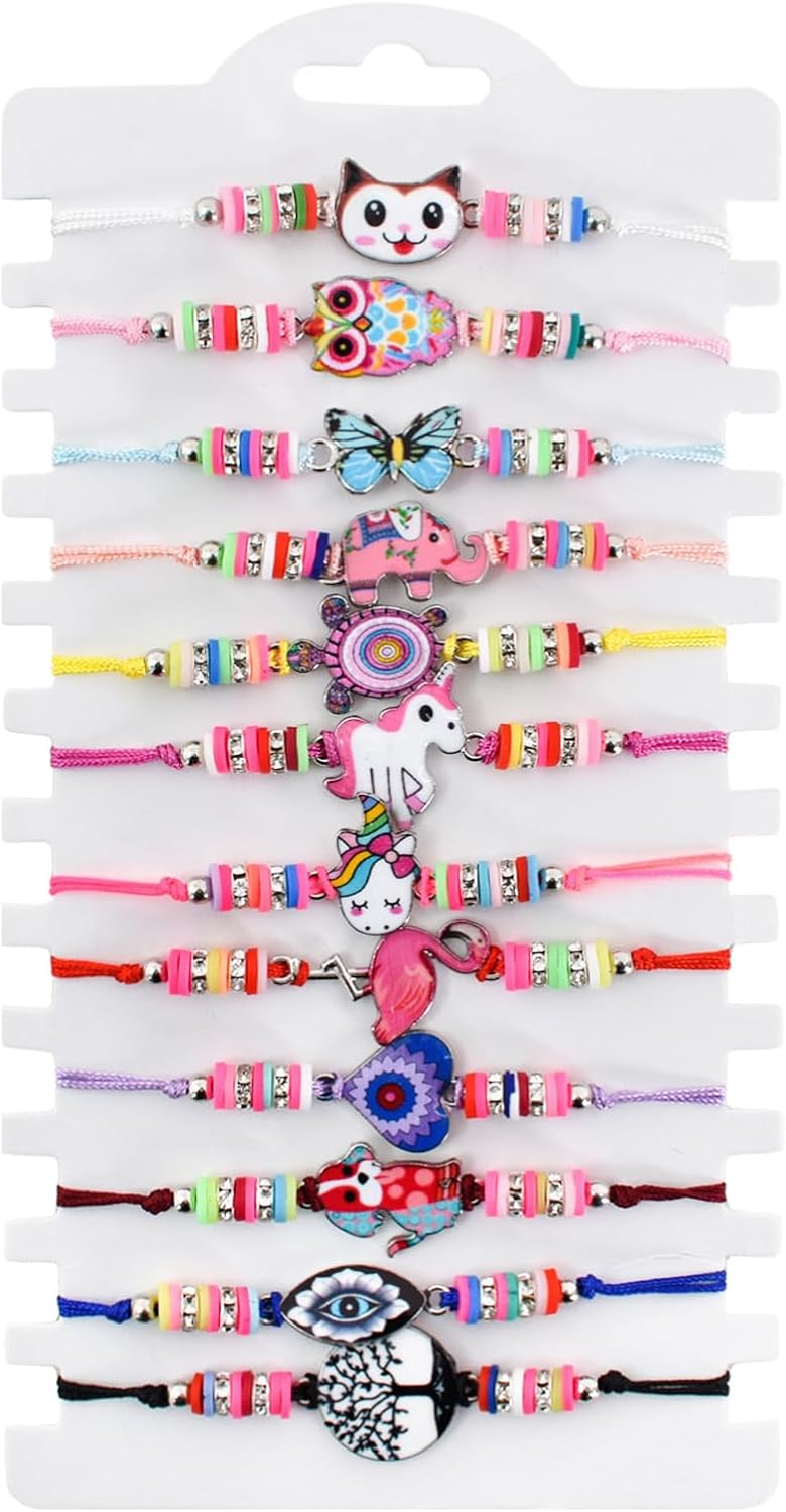 Detalle de SAVOSWEET Friendship Bracelets for Girls – 12 Pack: Adjustable Handmade Woven Paul–style Bead Bracelets