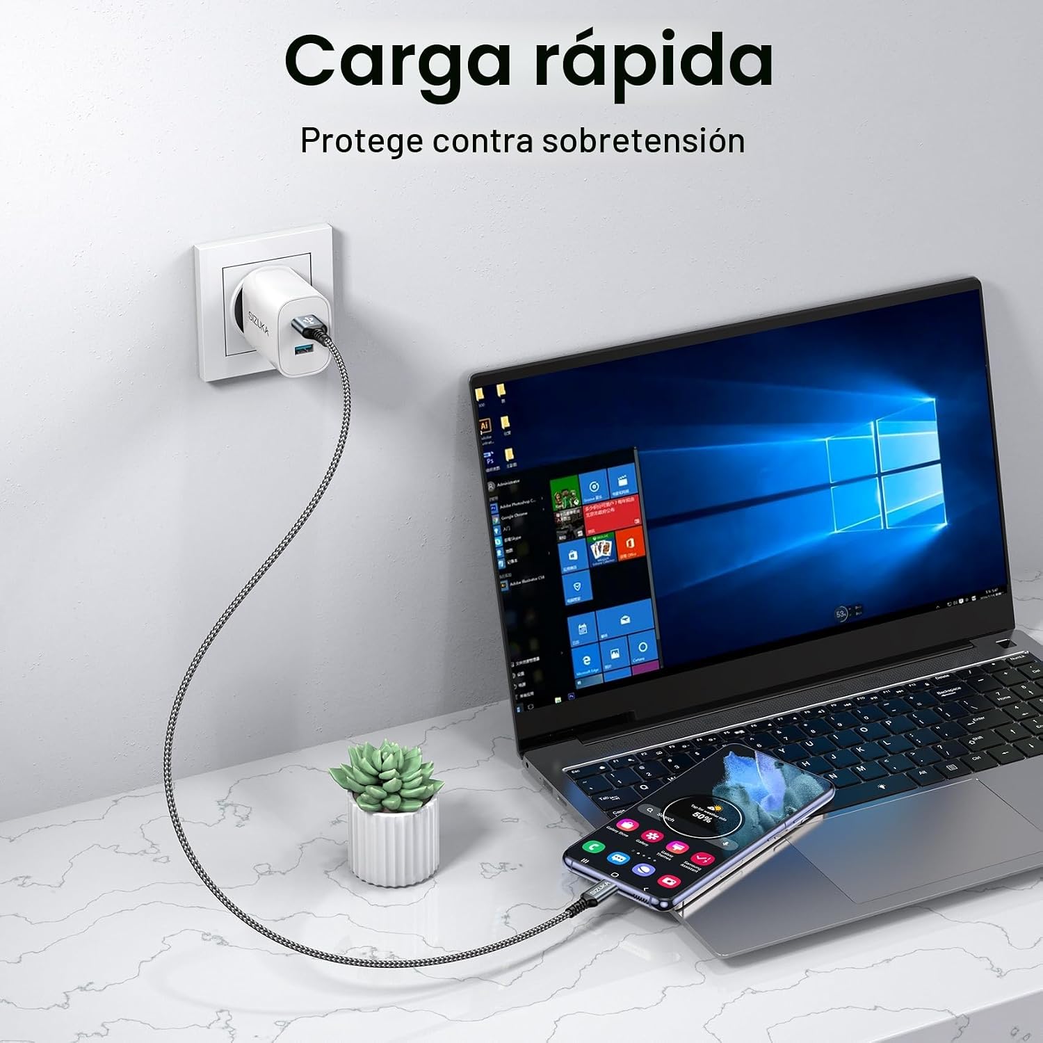 Thumbnail 3 de SIZUKA Cable USB-C 3Pack de 2 m con carga rápida 3.1A y sincronización hasta 480 Mbps