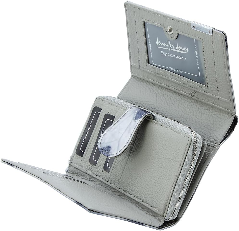 Detalle de Jennifer Jones Damen Leder Geldbörse Groß mit RFID-Schutz – Schmetterlings-Motiv, Silber