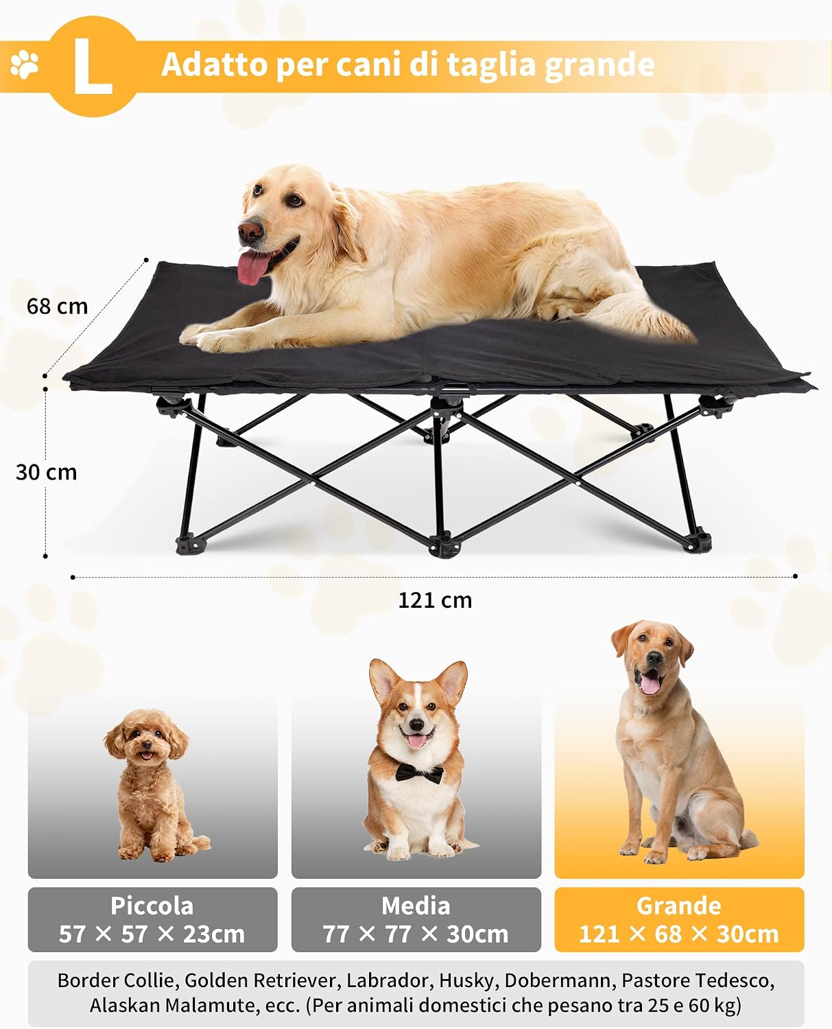 Detalle de KingCamp Letto Rialzato per Cani con Tappetino Scamosciato: Comfort, Stabilità e Versatilità all'aperto