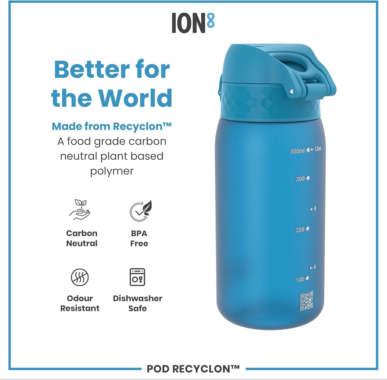 Thumbnail 4 de Ion8 Kids Water Bottle 350 ml – Leak‑proof, easy to open and dishwasher safe (Blue)