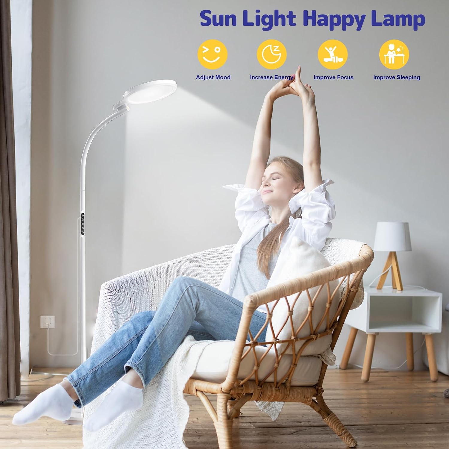 Detalle 2 de Devowellte DEE-CA-YXLDGLD01 UV-Free 10,000 Lux Floor and Desk Lamp