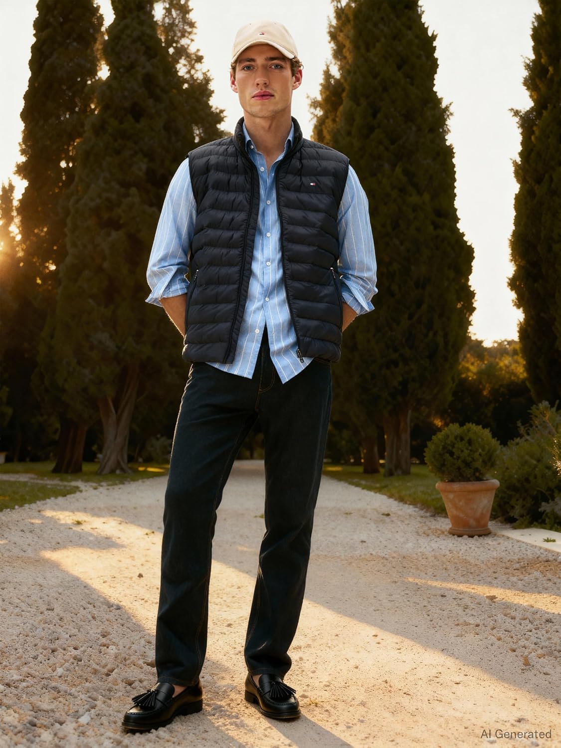 Detalle 2 de Tommy Hilfiger Herren Weste Steppweste – stilvoll, warm & umweltfreundlich aus recyceltem Nylon