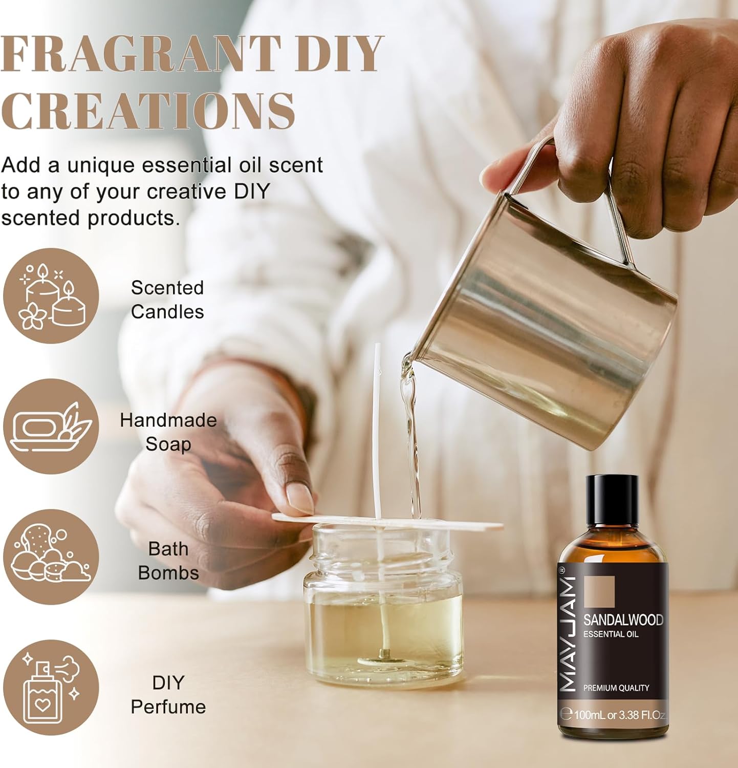 Thumbnail 5 de MAYJAM Sandalwood Essential Oils 100ML – sandalwood oil for diffusers, humidifiers and DIY