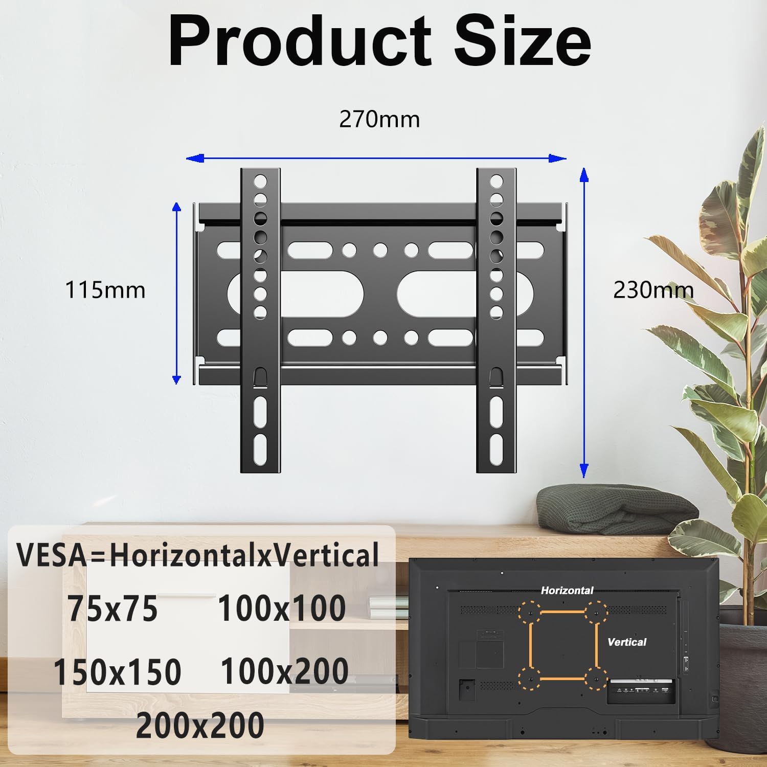 Thumbnail 2 de GLWIXY Fixed TV Wall Mount 42"
