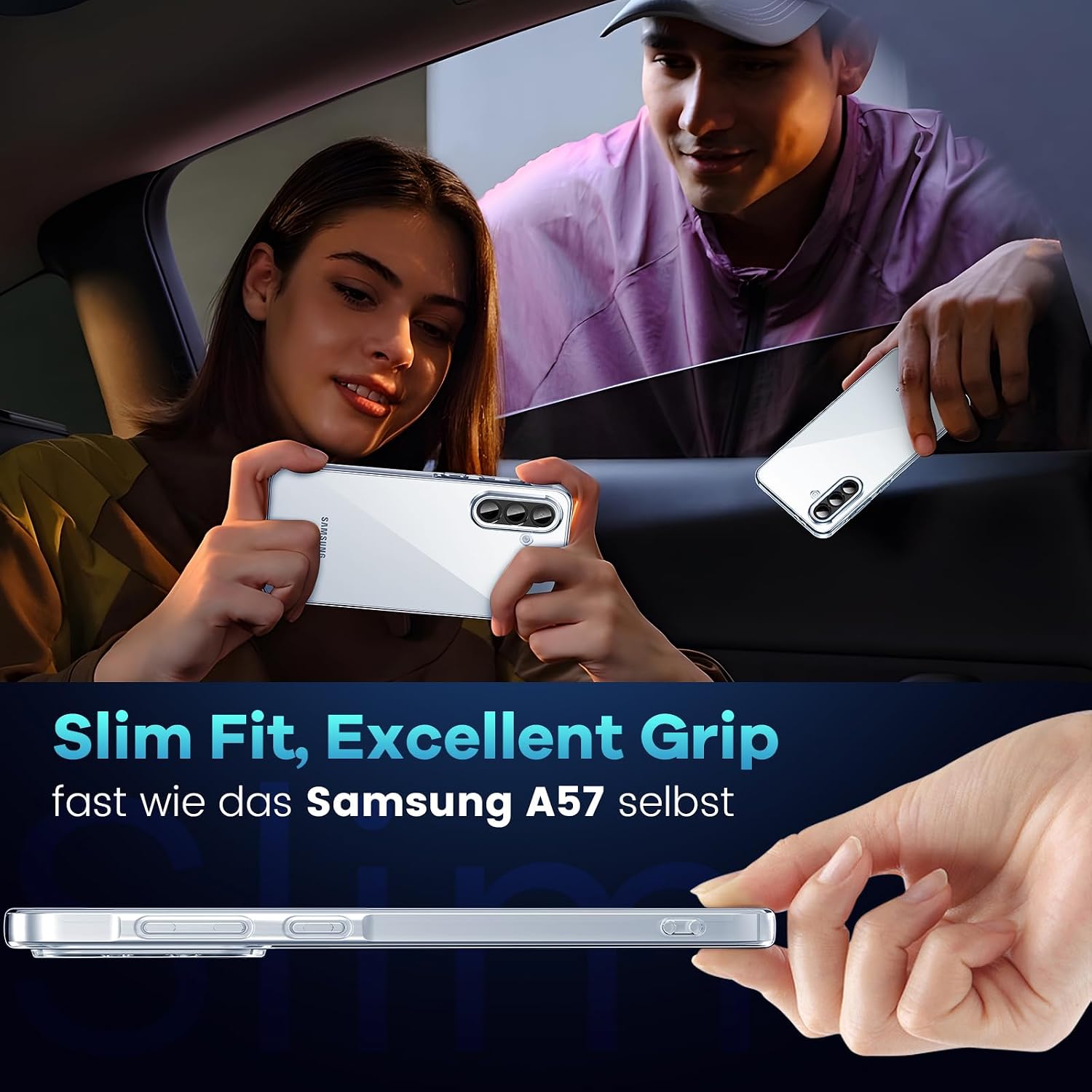 Detalle de Caslord Coque pour Samsung Galaxy A57 5G transparent avec 2 verres trempés (TPU anti-jaune)