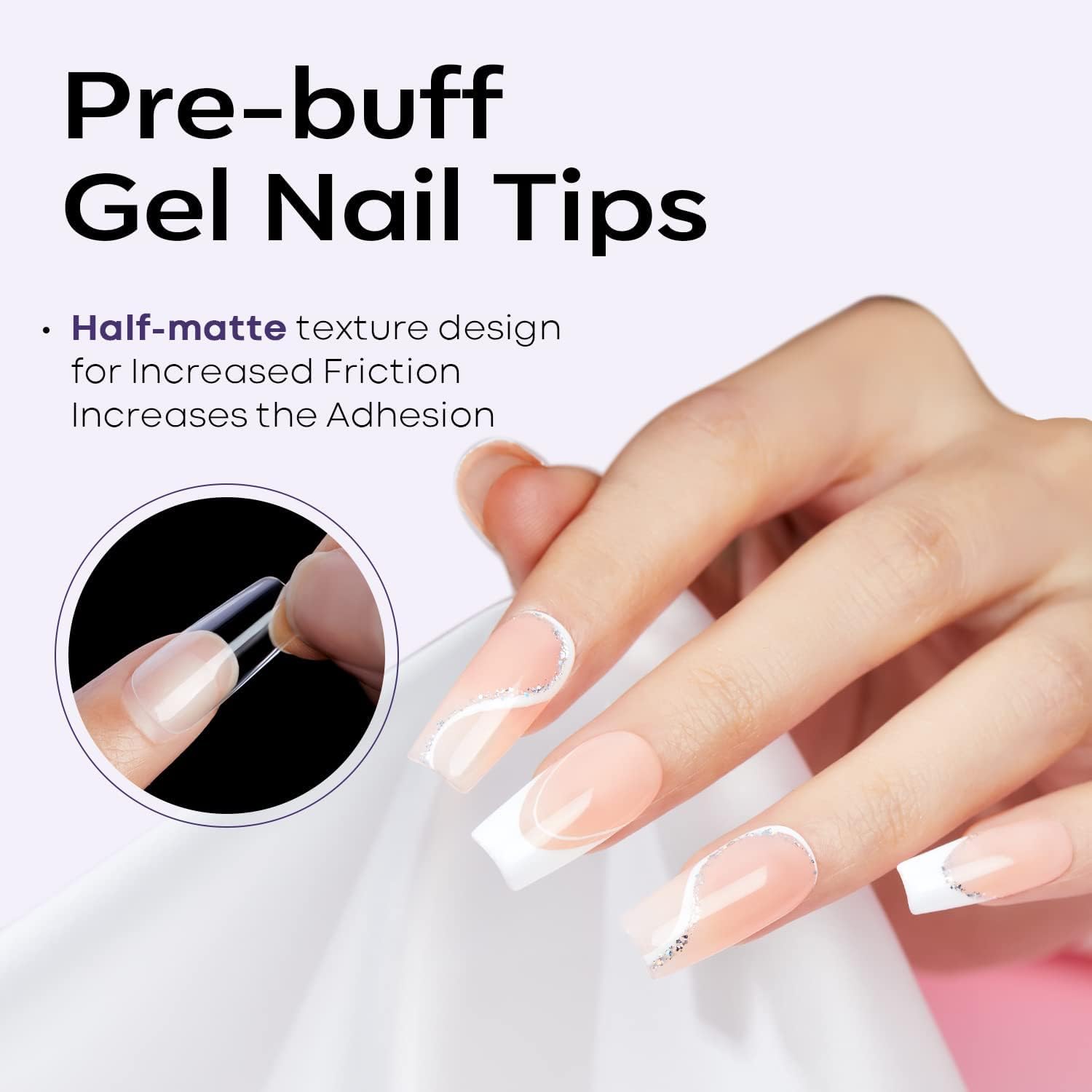 Detalle 2 de Modelones Nageltips 510 Stück – Full Cover Nagelspitzen, Medium Quadrat, PMMA Harz, DIY Gel/Nagelverlängerung