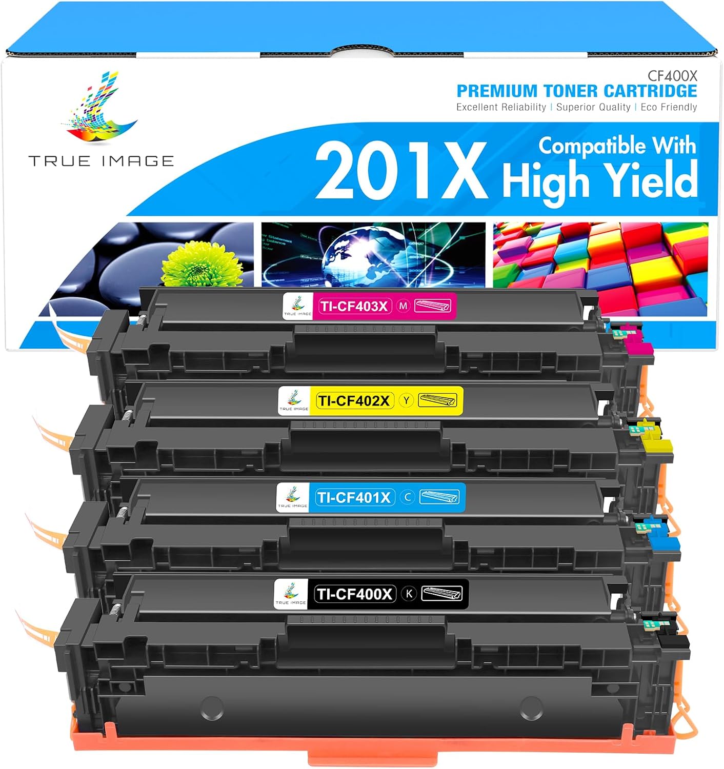 Detalle de TRUE IMAGE 201X Toner Cartridge 4-Pack, High-Yield CMYK for HP M252/M277