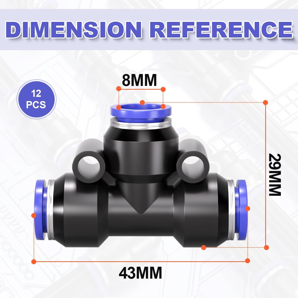 Thumbnail 1 de Bwintech 8mm 3‑Wege T Stück Pneumatik