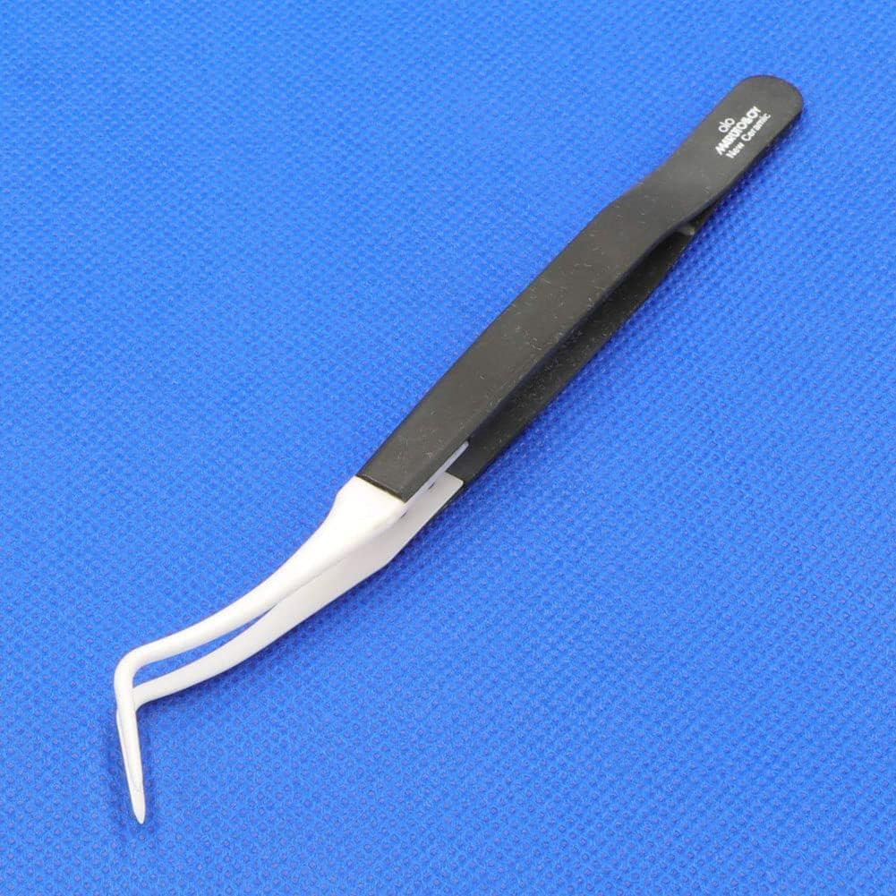 Detalle 2 de Maruto Hasegawa kosakujo ケイバ TC-B01 セラミックチップ付ピンセット ツル首形 145mm