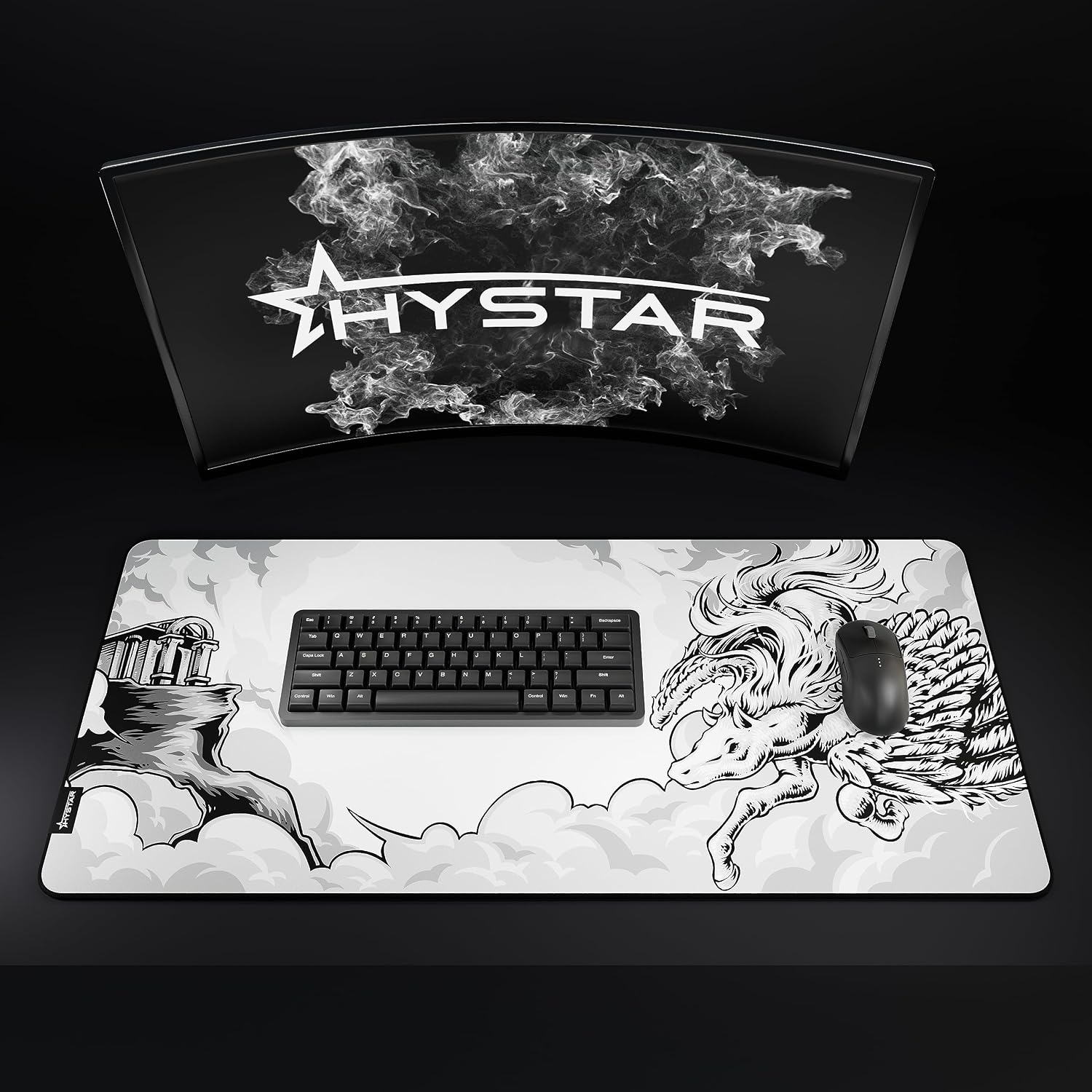 Detalle de Hystar XXL 91 × 40 cm – podkładka gamingowa 5 mm, wodoodporna, Pegaz