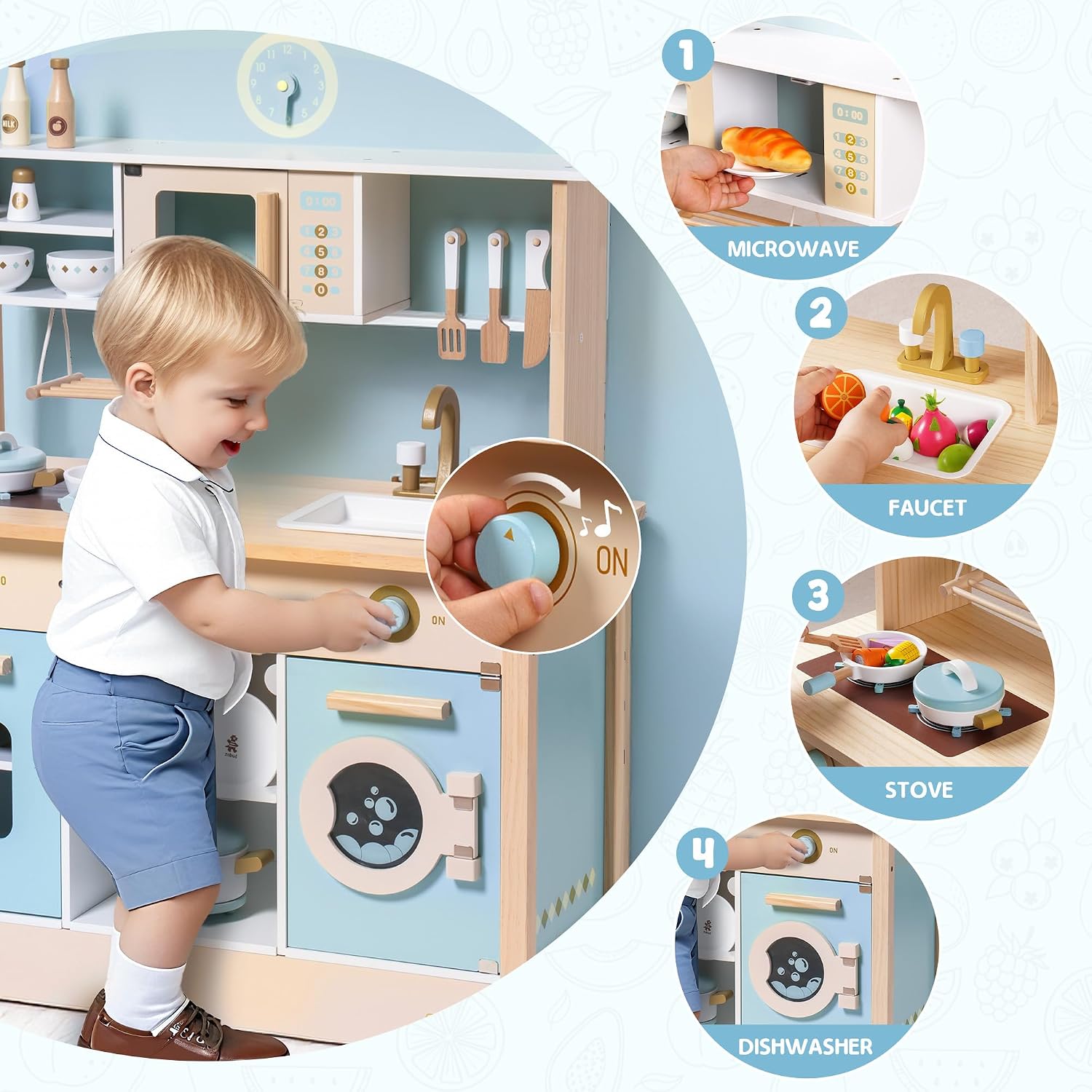 Detalle 2 de ROBUD Wooden Play Kitchen Set
