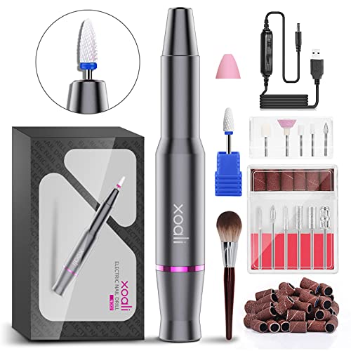 Detalle de Xoali Ponceuse pour Ongles Professionnelle 25000tr/min Gris Foncé, avec Fil – kit 12-en-1