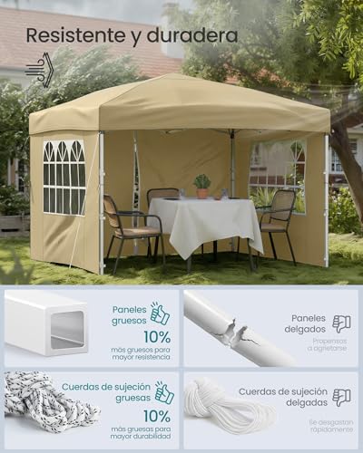 Detalle de SONGMICS Cenador 3x3 m con paneles laterales GCT104LZ01 beige