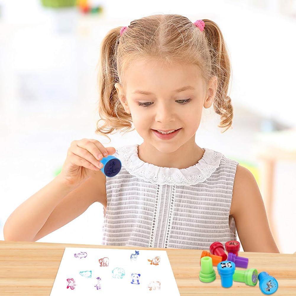 Detalle de OSDUE kinderstempels, set van 10 zelfinktende dierenstempels