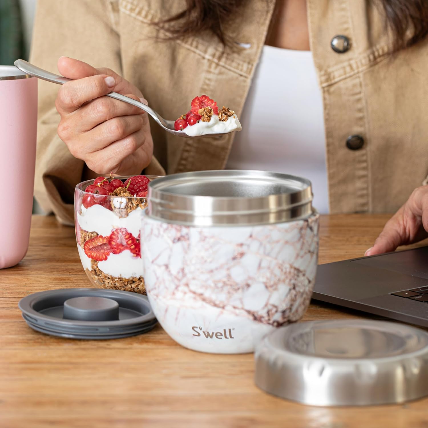 Thumbnail 5 de S'well 12820-B19-01010EU Calacatta Eats 2-in-1 Stainless Steel Food Bowl