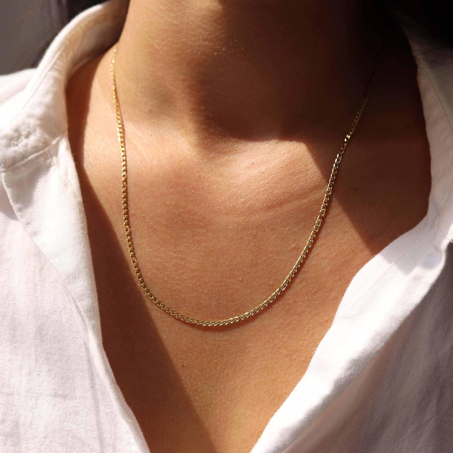 Thumbnail 5 de DORANA Cuban Link Kette aus 925 Sterling Silber, plattiert – 3 mm, Damen, 16–24 Zoll