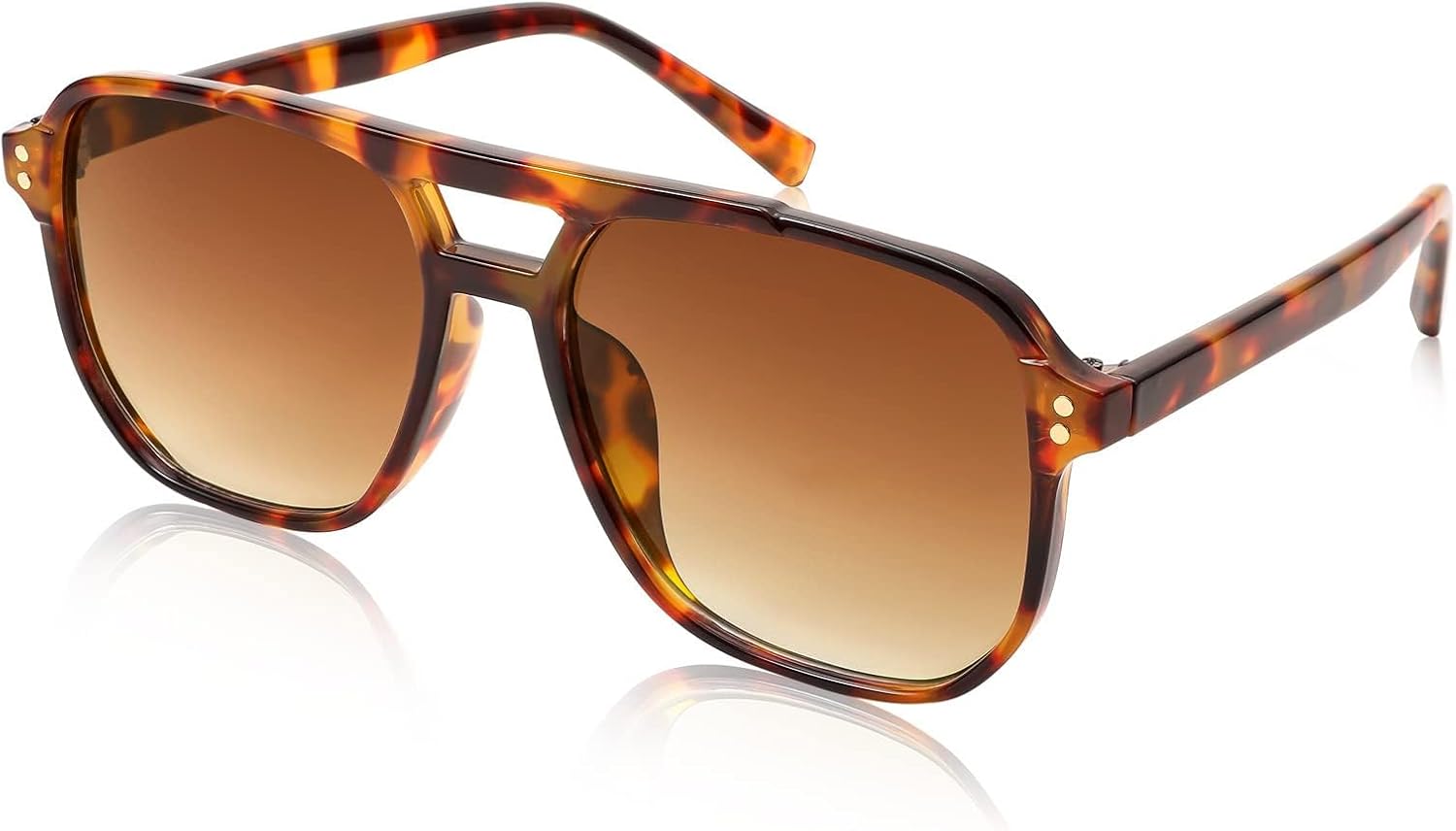 Detalle de FEISEDY Retro Square Sonnenbrille mit Doppelbrücke (UV400, Vintage-70er-Design) B2835